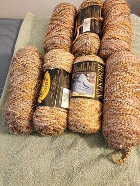 Homespun Yarn Bundle in Cream, Brown and Gold Tones